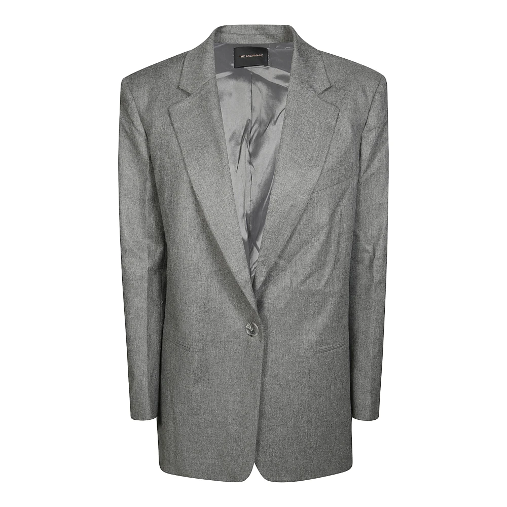 Andamane Oversized Melange Lana Blazer Gray Dames