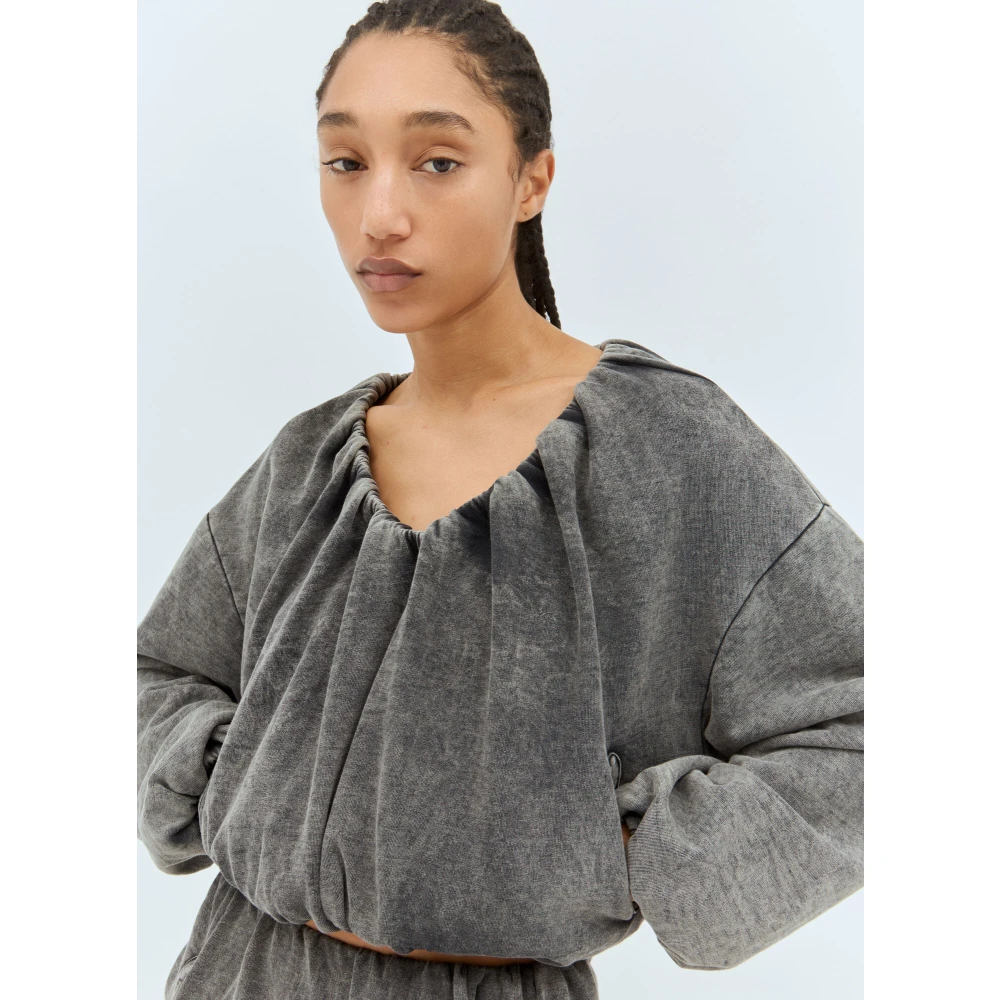 Diesel Sweatshirt van gewassen katoenen jersey met ballonzoom Gray Dames