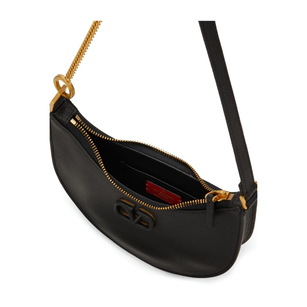 Valentino Garavani Zwarte V-Sling Mini Hobo Tas Black Dames