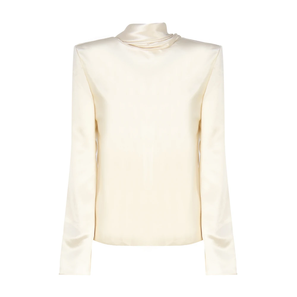 Saint Laurent Katoen Elastaan Top Beige Dames