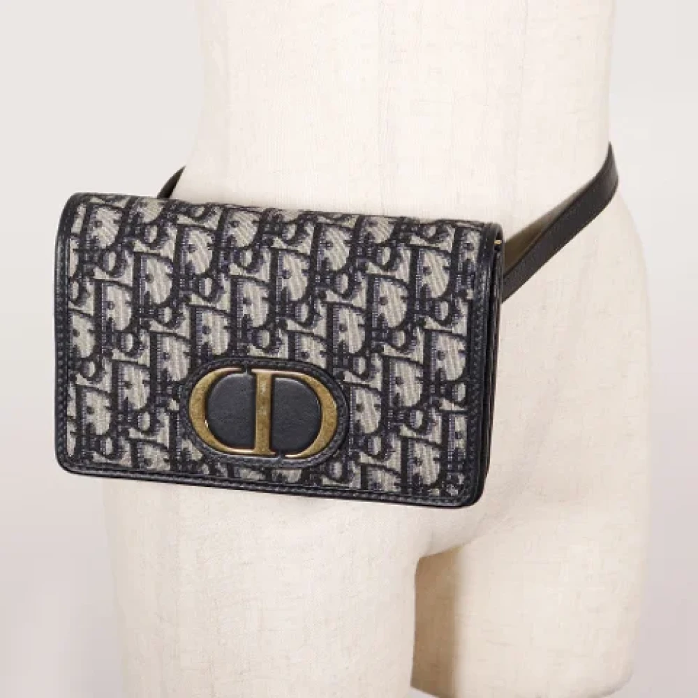 Dior Vintage Pre-owned 30 Montaigne Cross Body Bag Blue Dames
