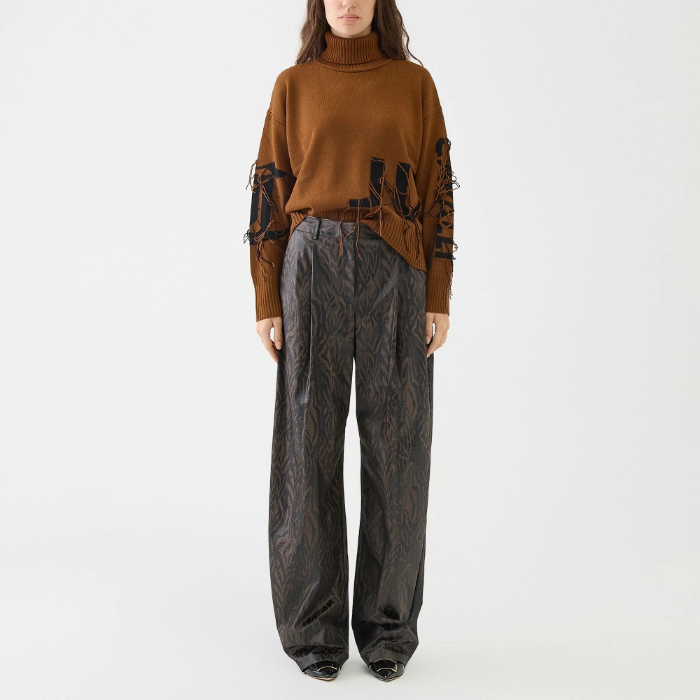Just Cavalli Wijde broek met tijgerprint Brown Dames