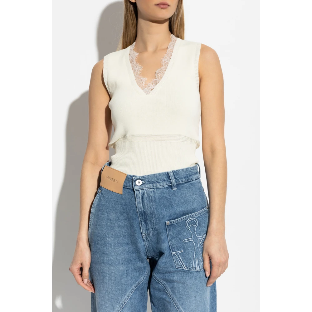 JW Anderson Top met kanten afwerking Beige Dames