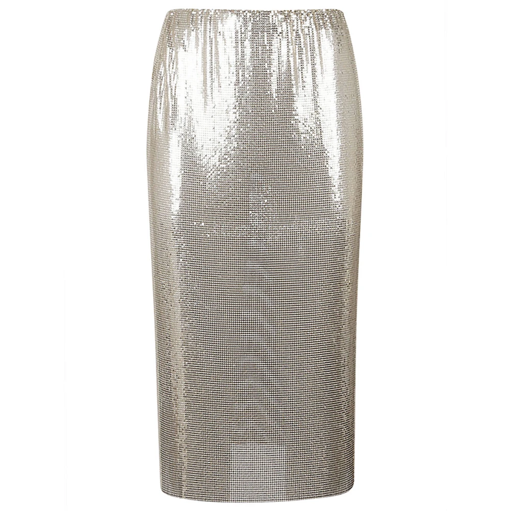 SPORTMAX Gouden Pailletten Hoge Taille Rok Yellow Dames