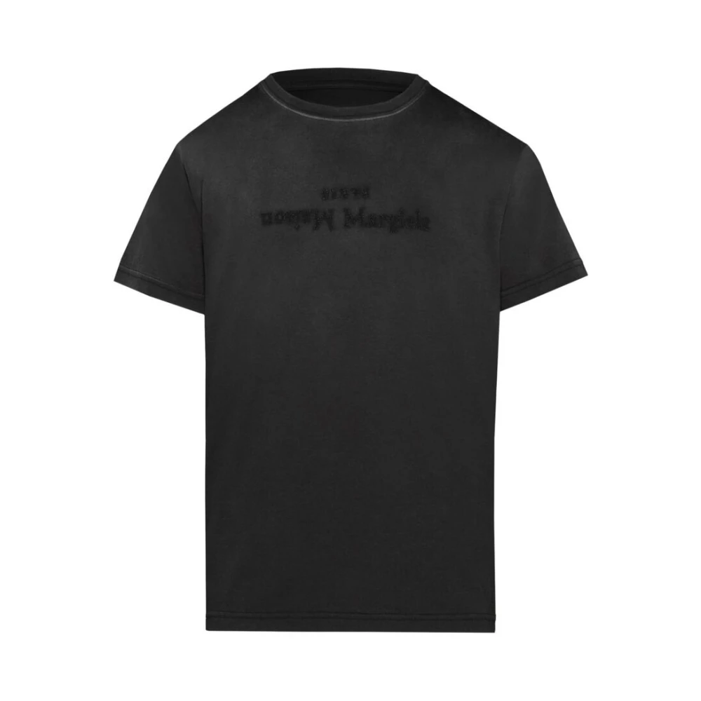 Maison Margiela Versleten Logo Print T-shirt Black Dames