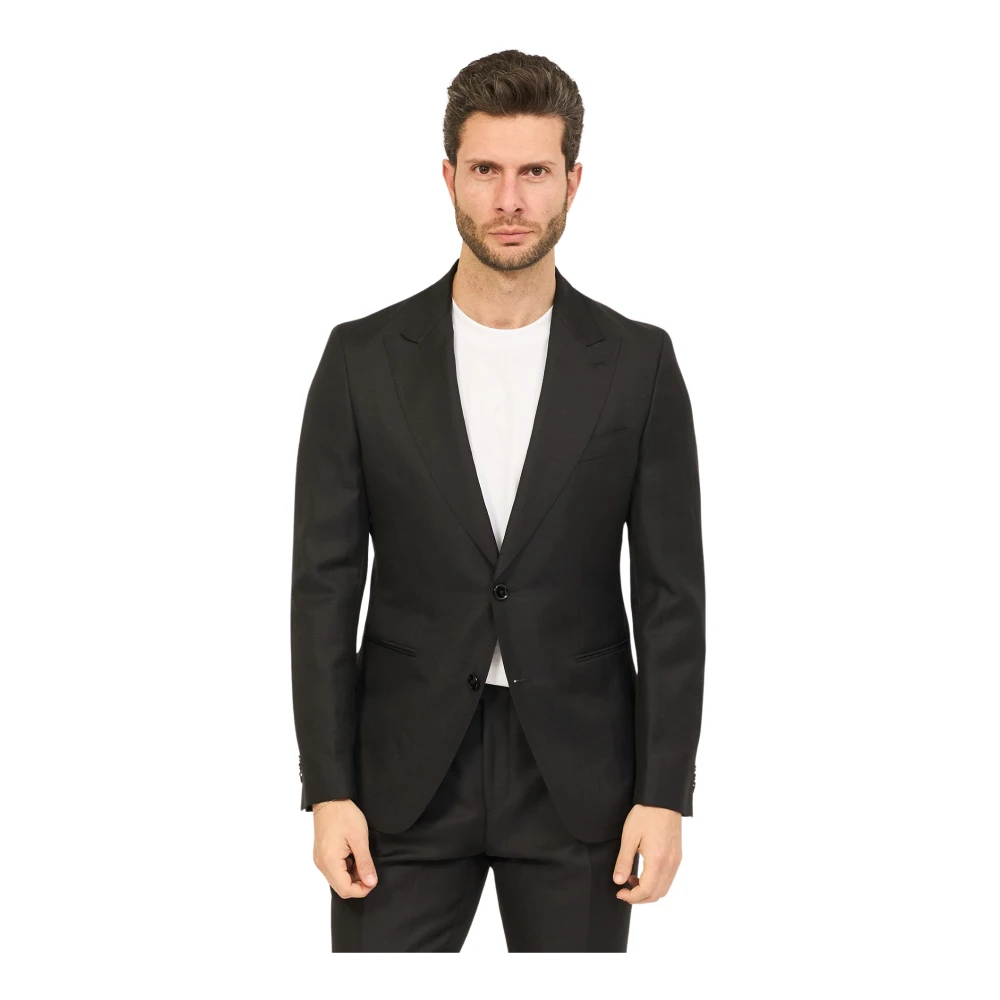 Hugo Boss Elegant Tweedelig Zwart Pak Black Heren