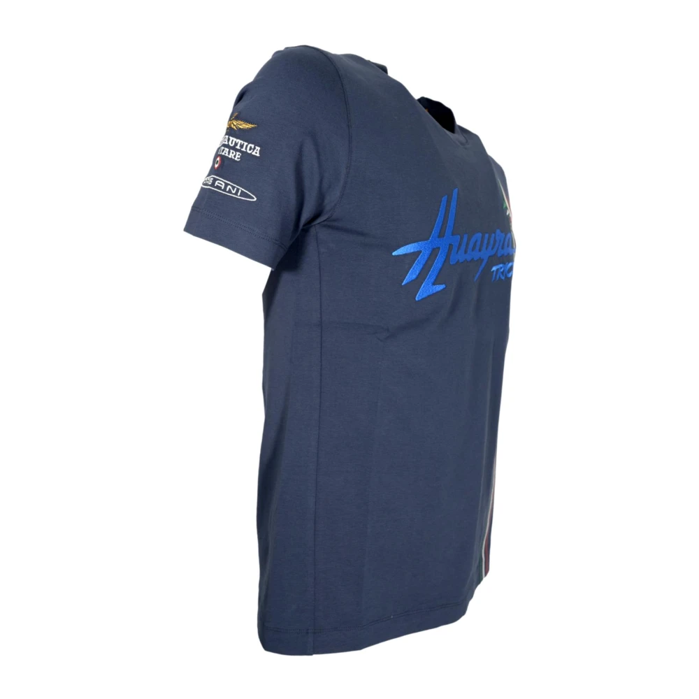 aeronautica militare Huayra Tricolore Blauw T-Shirt Blue Heren