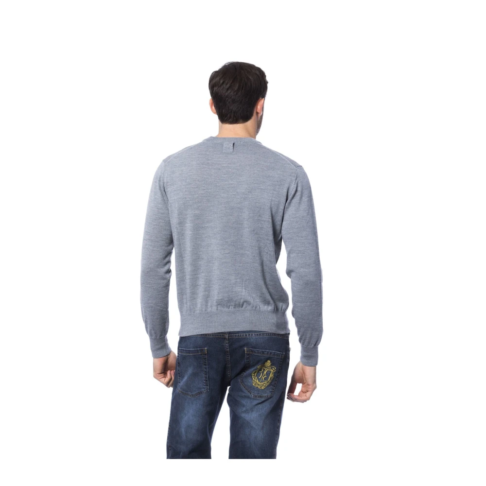 Billionaire Merino Wol Ronde Hals Geborduurde Trui Gray Heren
