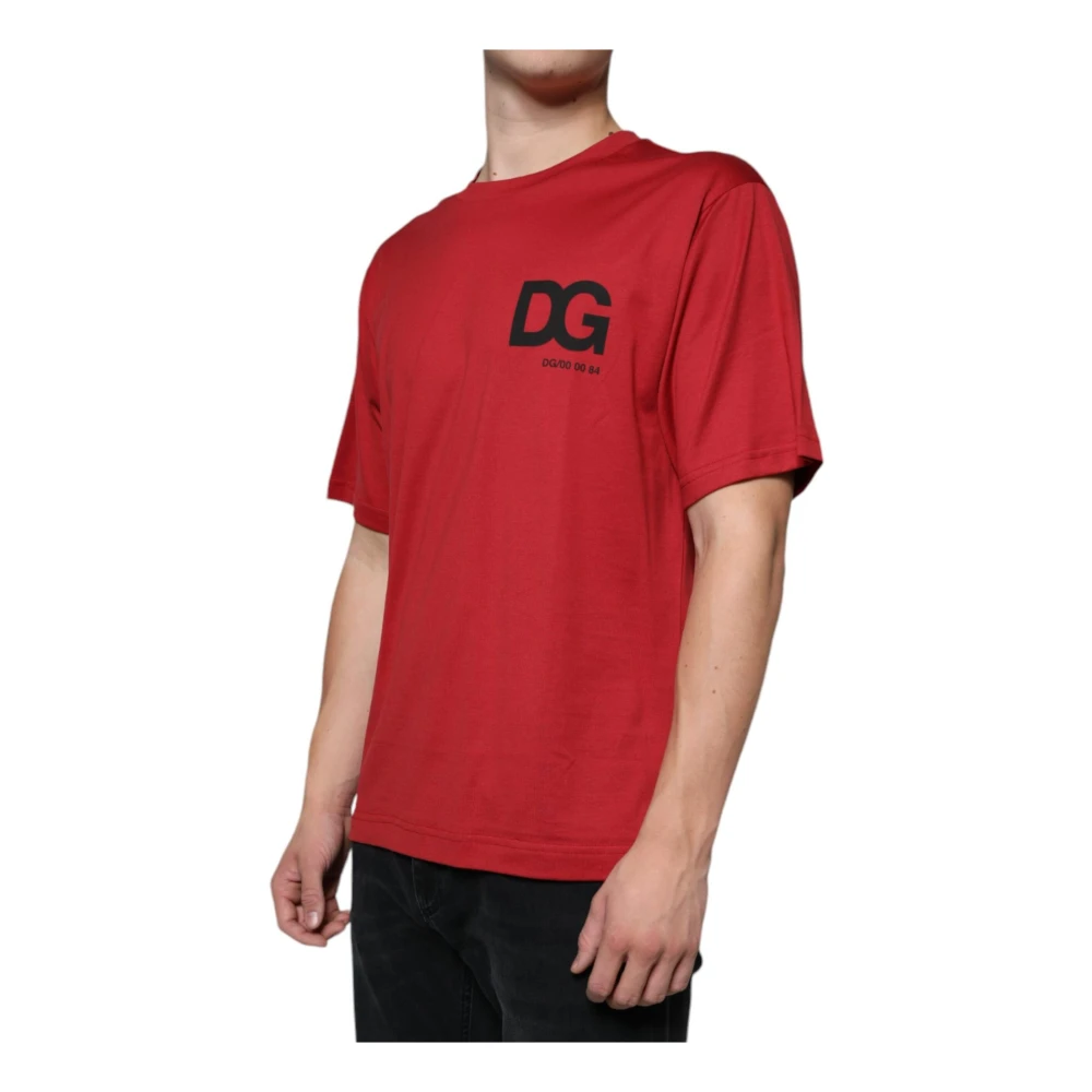 Dolce & Gabbana Rood Logo Print Katoenen T-shirt Red Heren