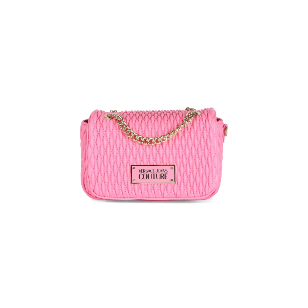 Versace Jeans Couture Gewatteerde schoudertas met voorlogo-plaat Pink Dames