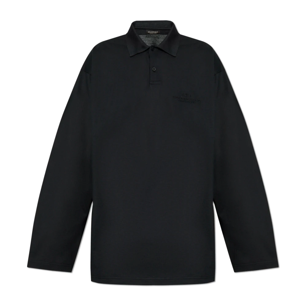 Balenciaga Katoenen polo met lange mouwen Black Heren