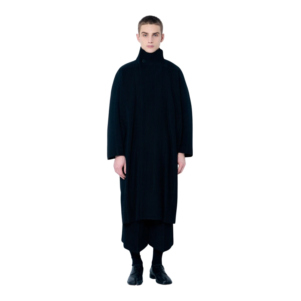 Issey Miyake Geplooide Staande Kraag Jas Black Heren