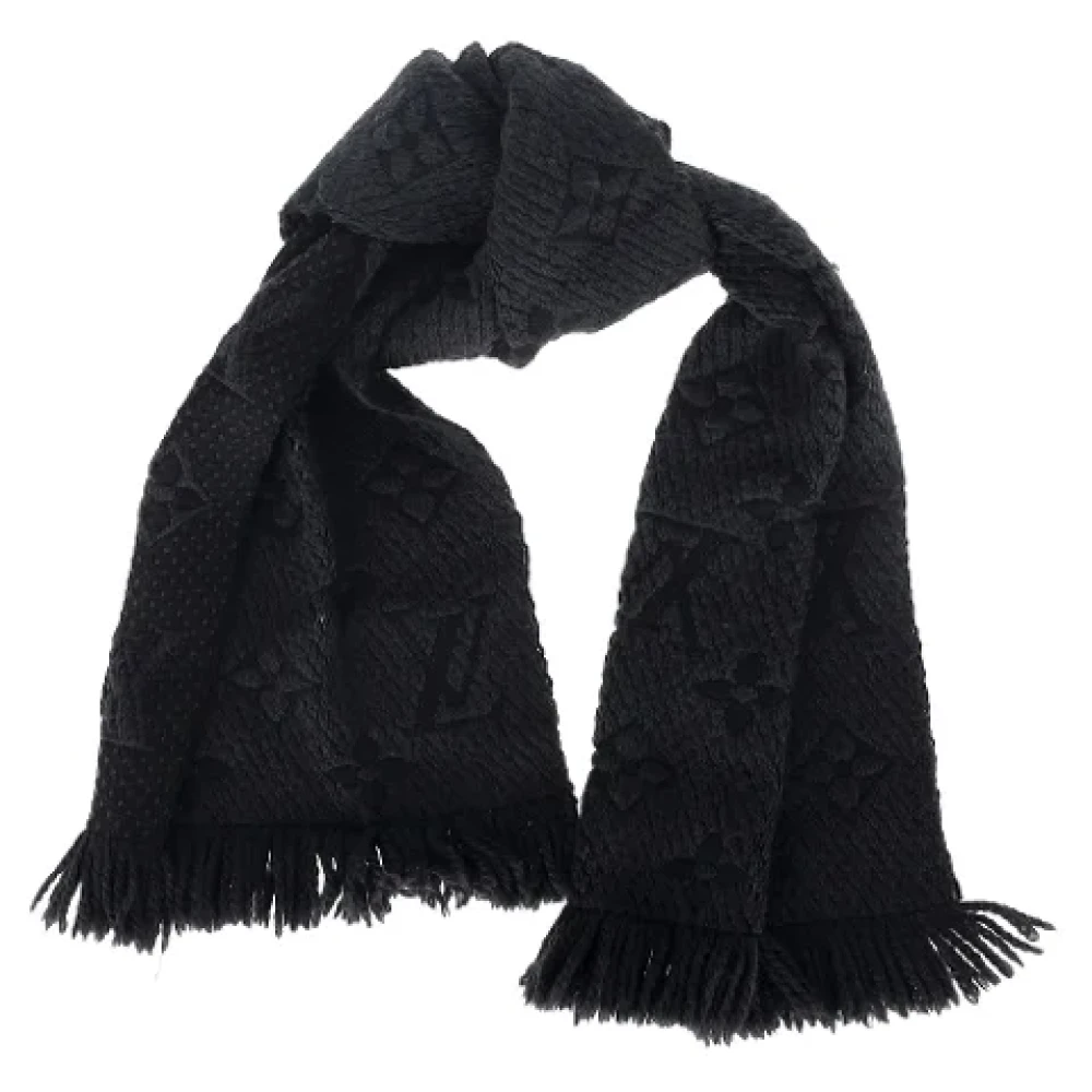 Louis Vuitton Vintage Pre-owned Wool scarves Black Dames