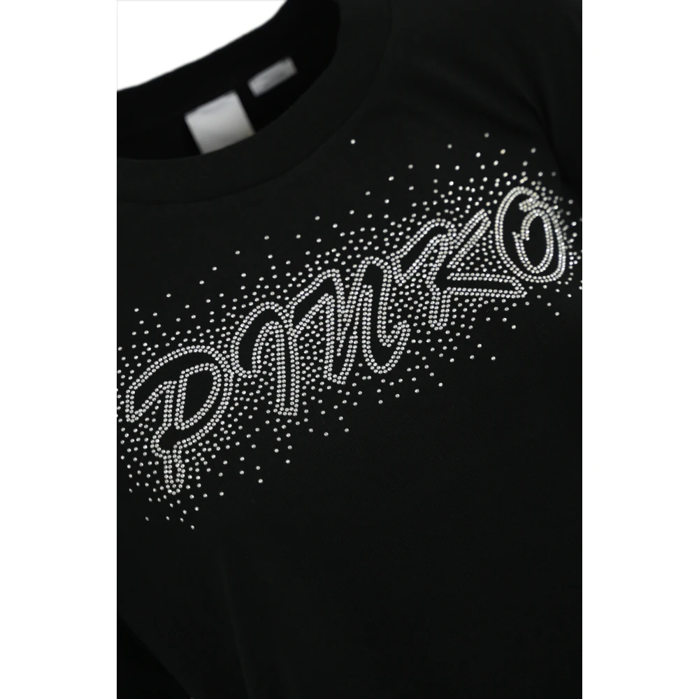 pinko Zwarte Katoenen Korte Mouw Sweater Black Dames
