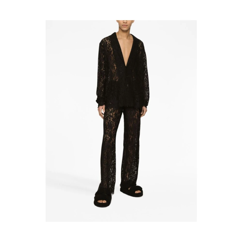 Dolce & Gabbana Kanten Broek Black Heren