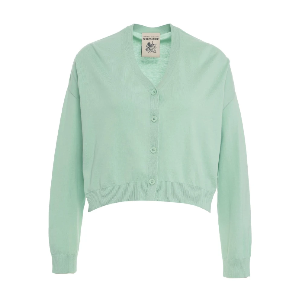 Semicouture Chique Groene V-Hals Vest Breisels Green Dames