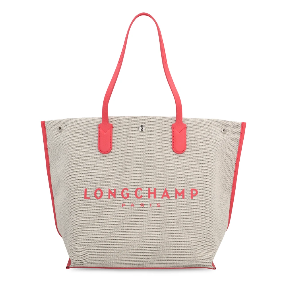 Longchamp Canvas Tote Bag met Leren Details Beige Dames