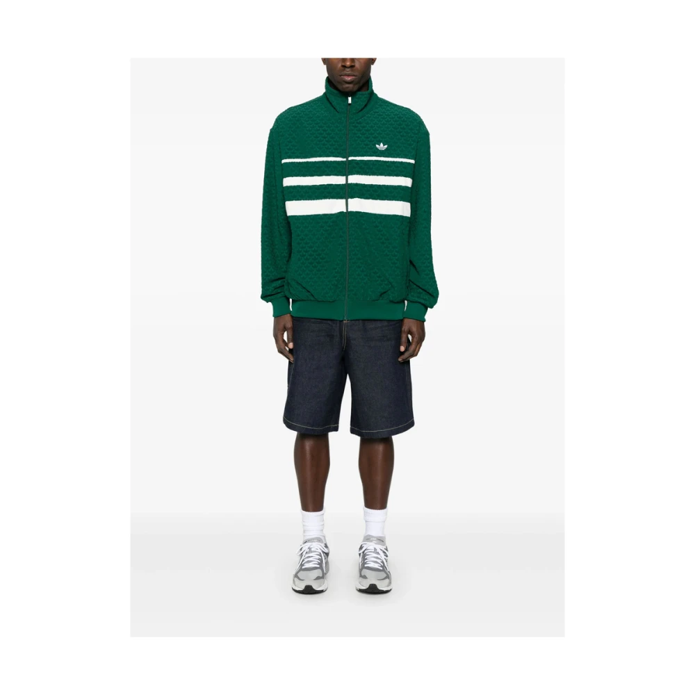 Adidas Emerald Front Zip Sweatshirt met 3-Stripes Green Heren