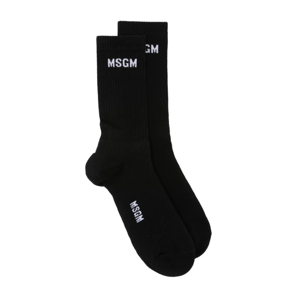 Msgm Zwart Geribbelde Enkels Ondergoed Black Heren