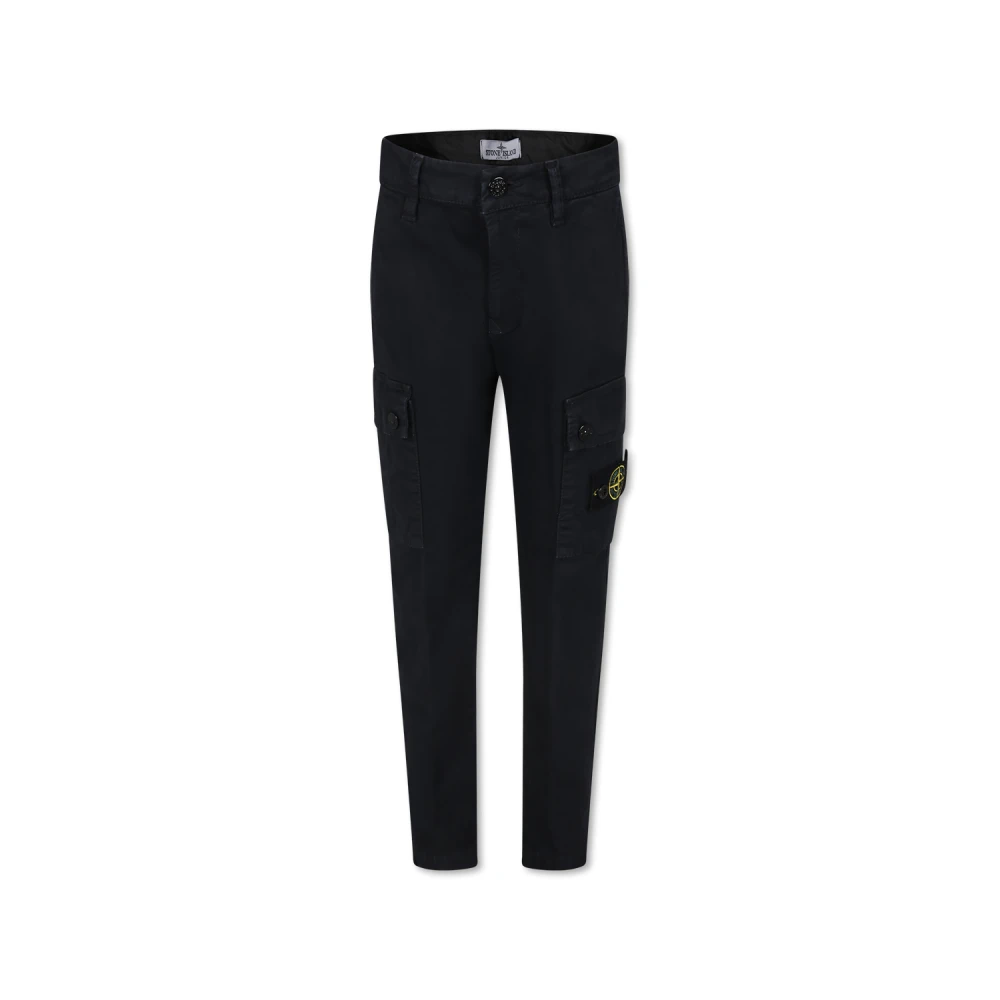 Stone Island Boys Blue Trousers,, Casual Trousers With Compass Patches Size 8 Y