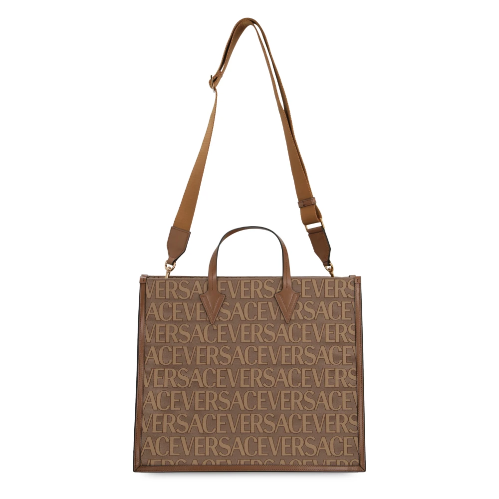Versace Canvas en leren boodschappentas Beige Heren