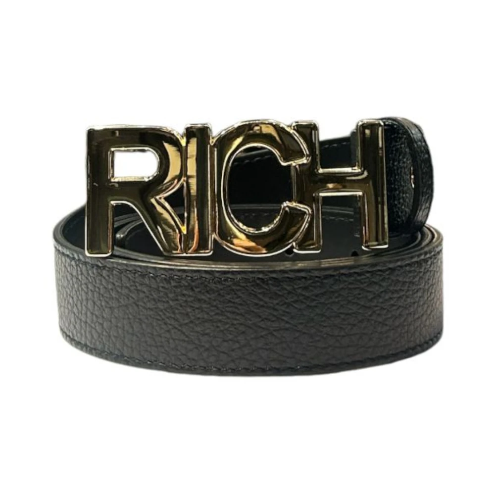 John Richmond Logo Goud Voor Leren Riem Black Dames