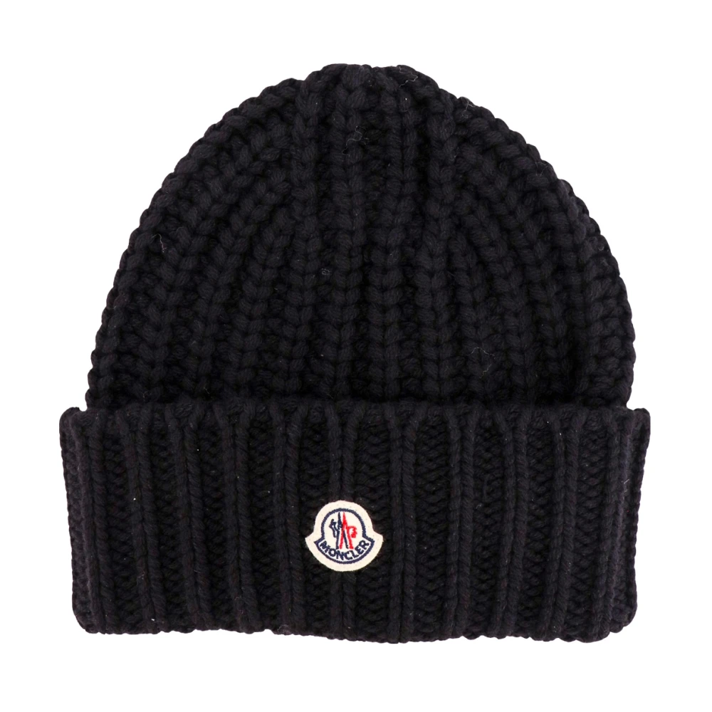 Moncler Cashmere Blend Geribbelde Muts Black Dames