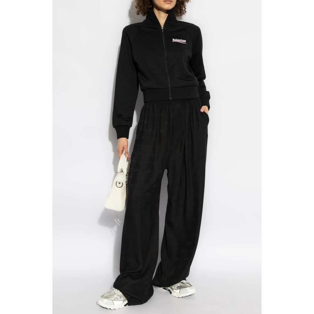 Balenciaga Loszittende zijden broek Black Dames