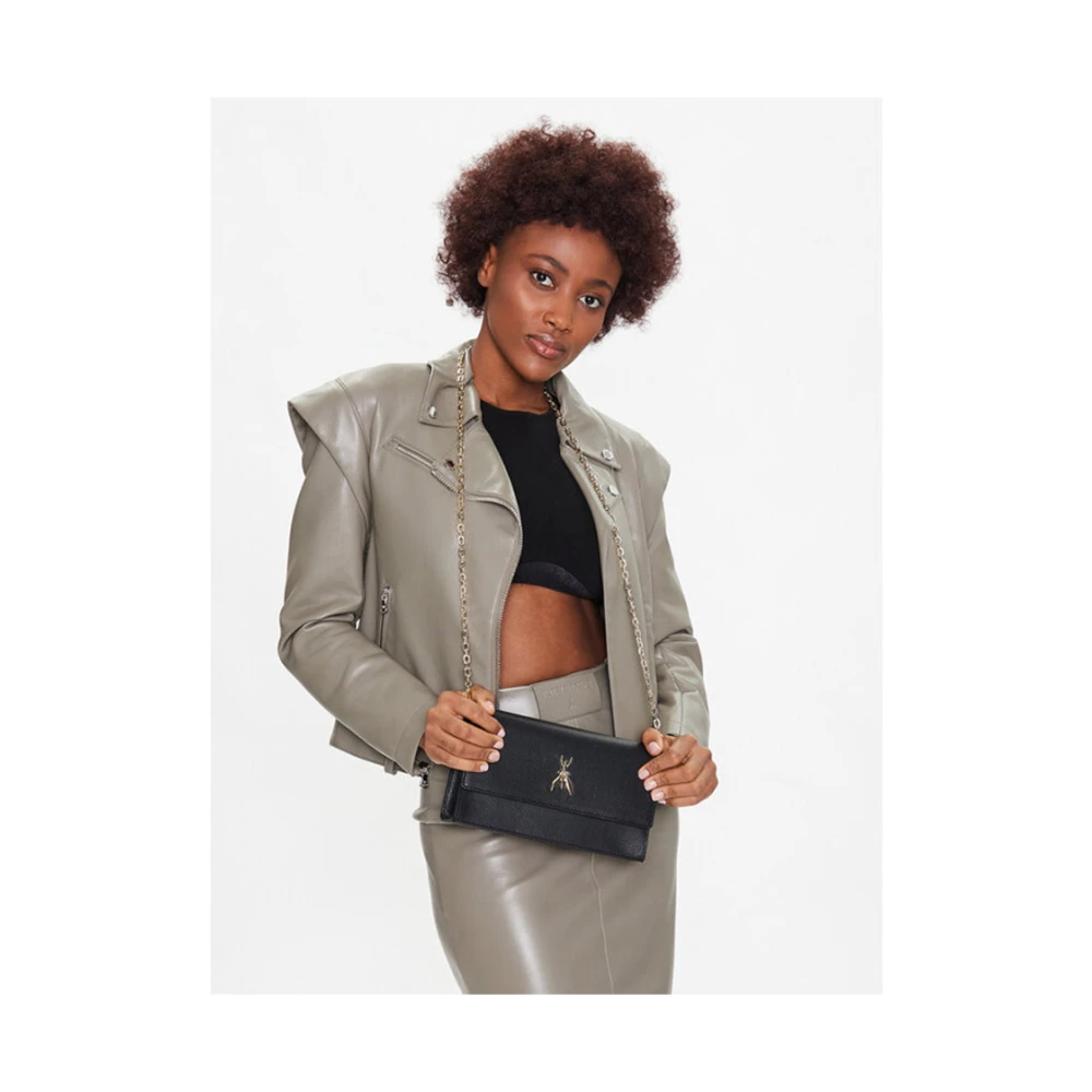 PATRIZIA PEPE Moderne Leren Schoudertas Black Dames