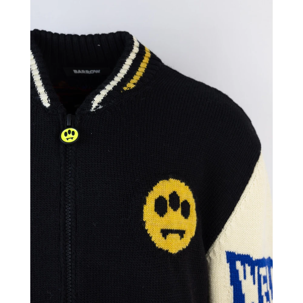 Barrow Zwarte Varsity Jack met Grafische Inzetstukken Black Heren