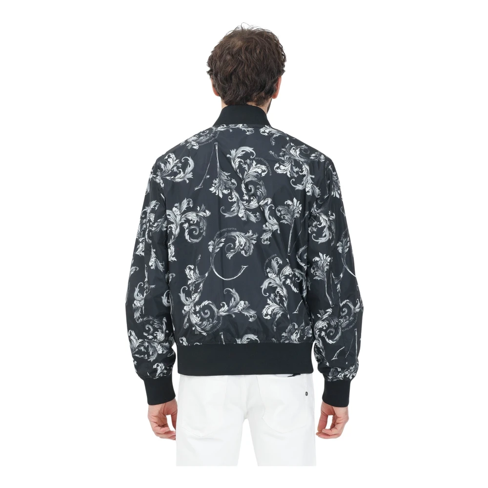 Versace Jeans Couture Zwarte Omkeerbare Bomber met Barocco Print Black Heren