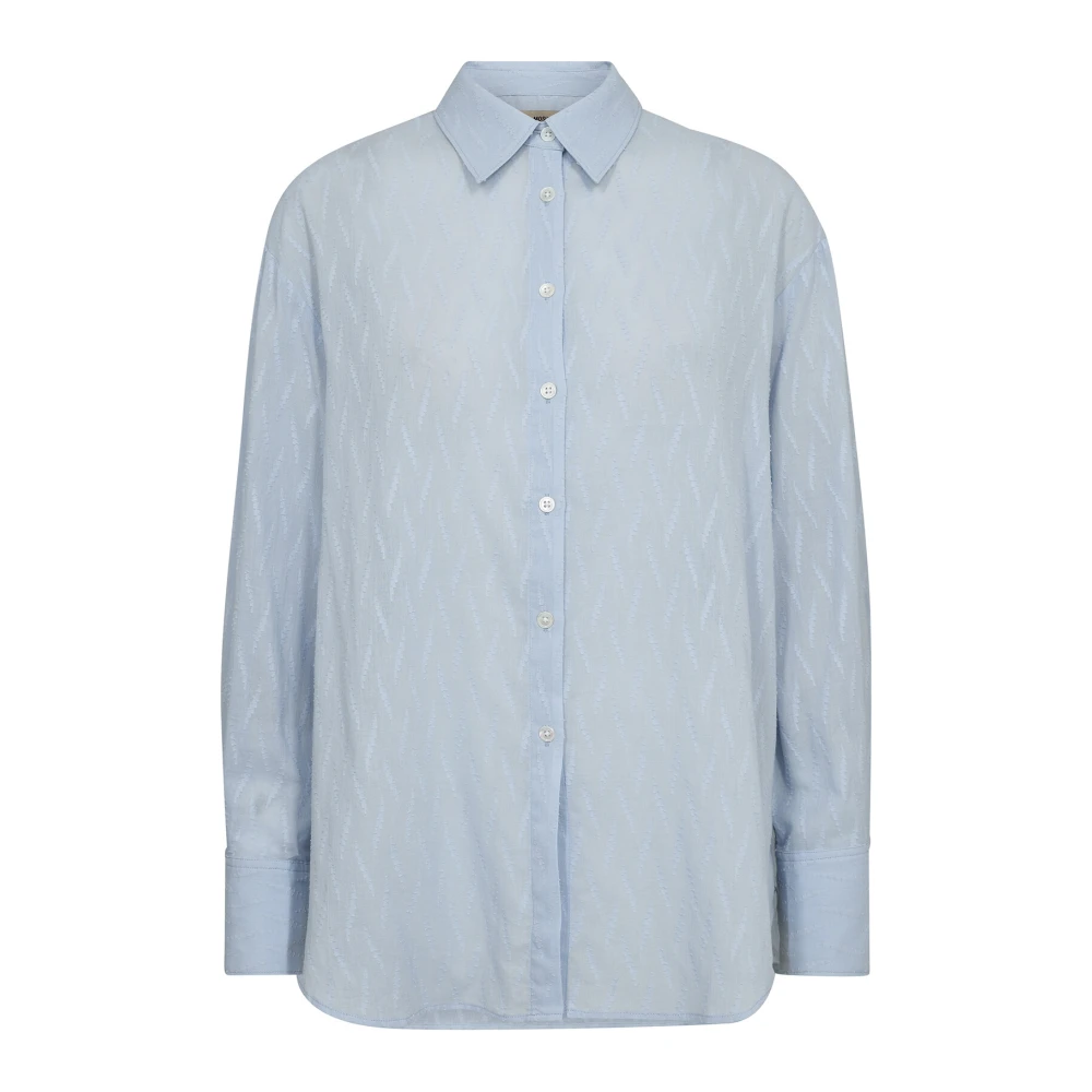 MOS MOSH Katoenen overhemd met voile details Blue Dames