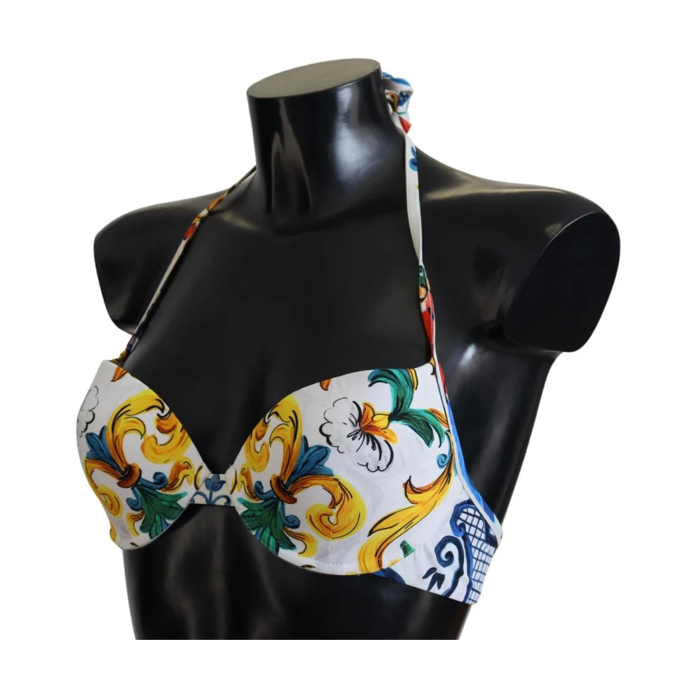 Dolce & Gabbana Majolica Print Bikini Top Multicolor Dames