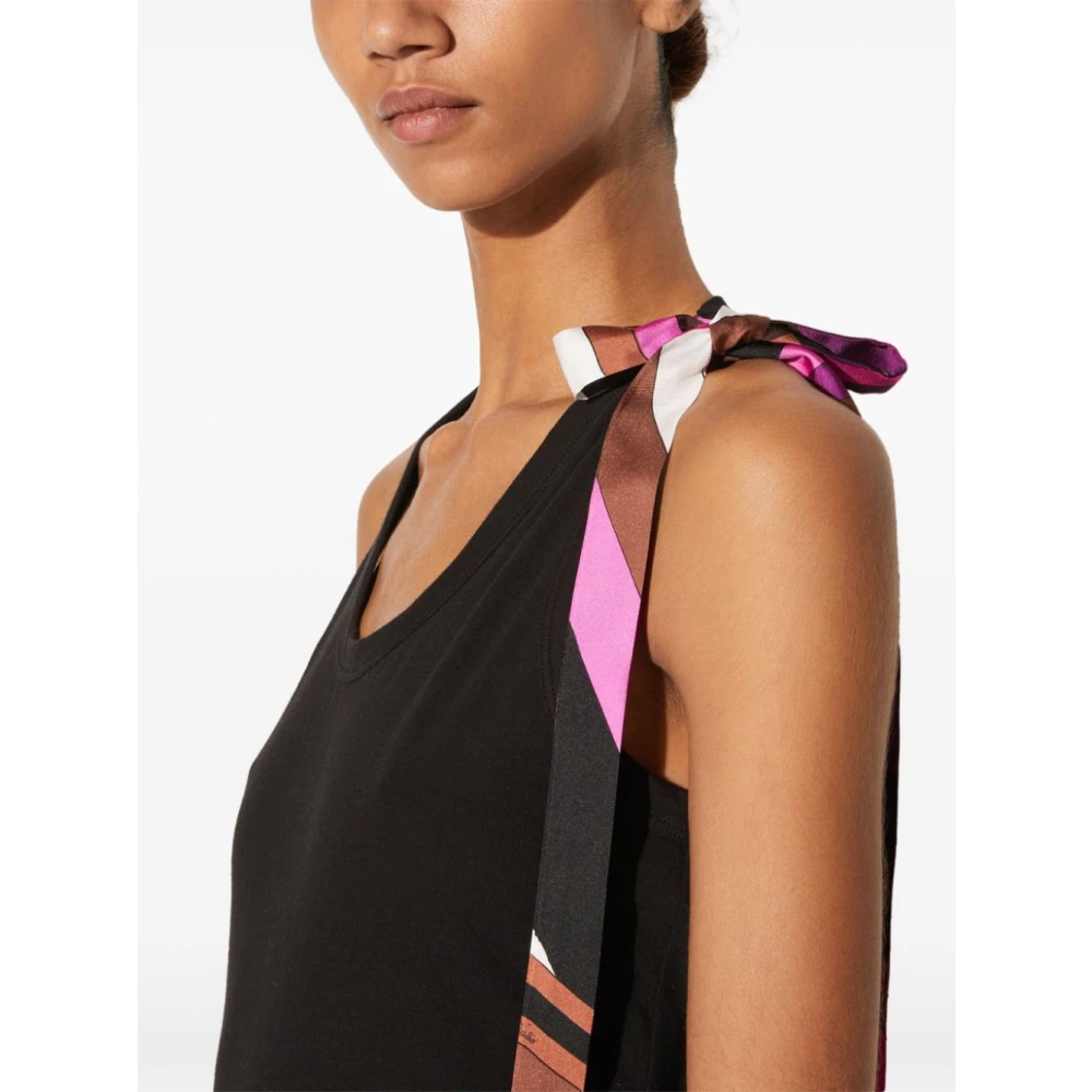 EMILIO PUCCI Zwarte Zijden Top Met Abstracte Print Black Dames