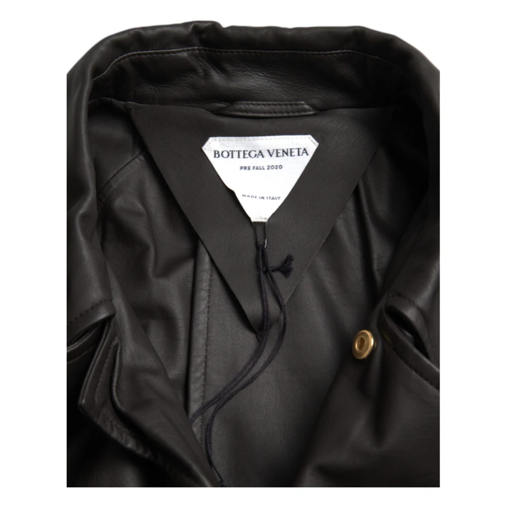 Bottega Veneta Zwarte Waterdichte Leren Trenchcoat Jas Black Heren