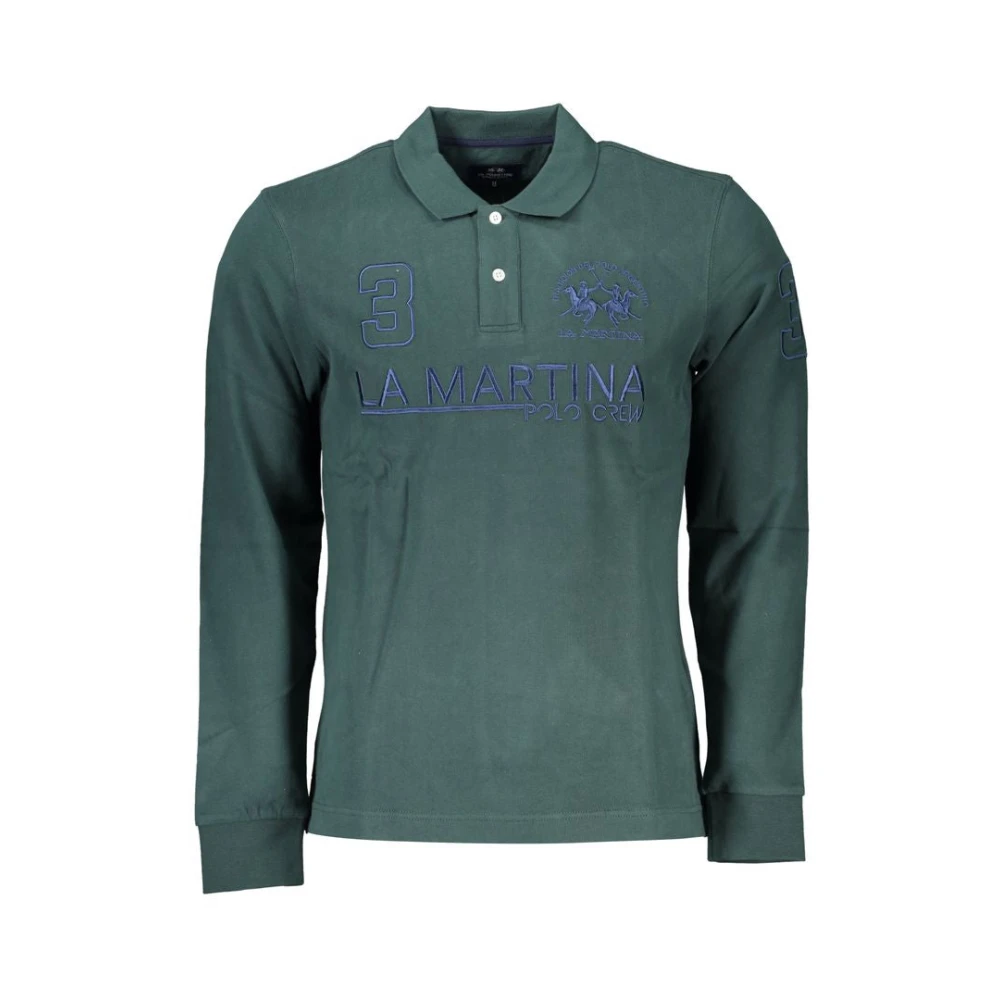 La Martina Men's Green Polo Shirts,, Classic Polo Shirt With Embroidery Medium