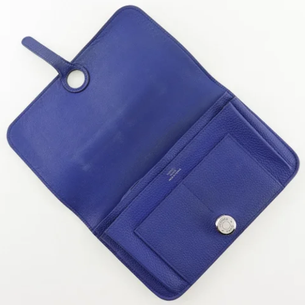 Hermès Vintage Pre-owned Leather wallets Blue Dames