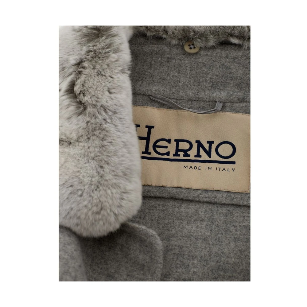 Herno Luxe Grijze Wollen Jas & Mantel Gray Dames