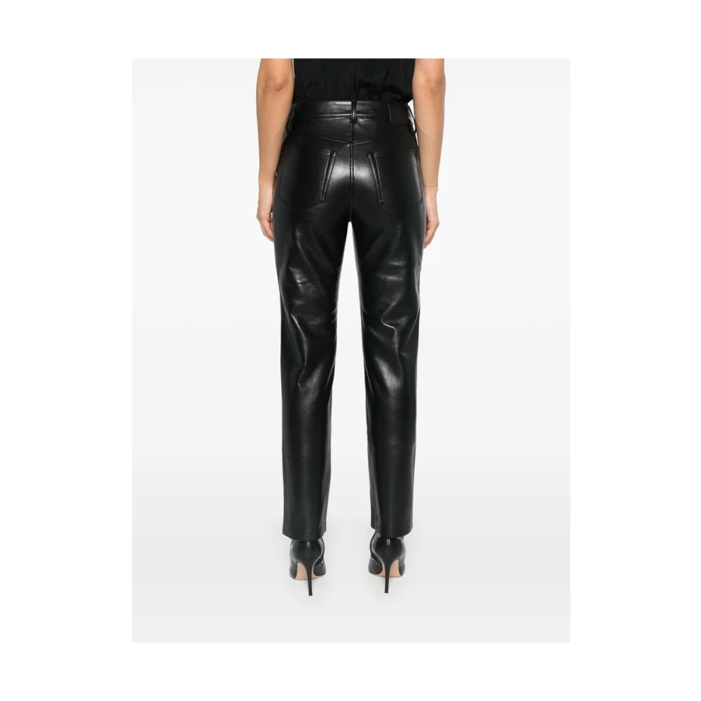 Anine Bing Zwarte imitatieleren high-waisted jeans Black Dames