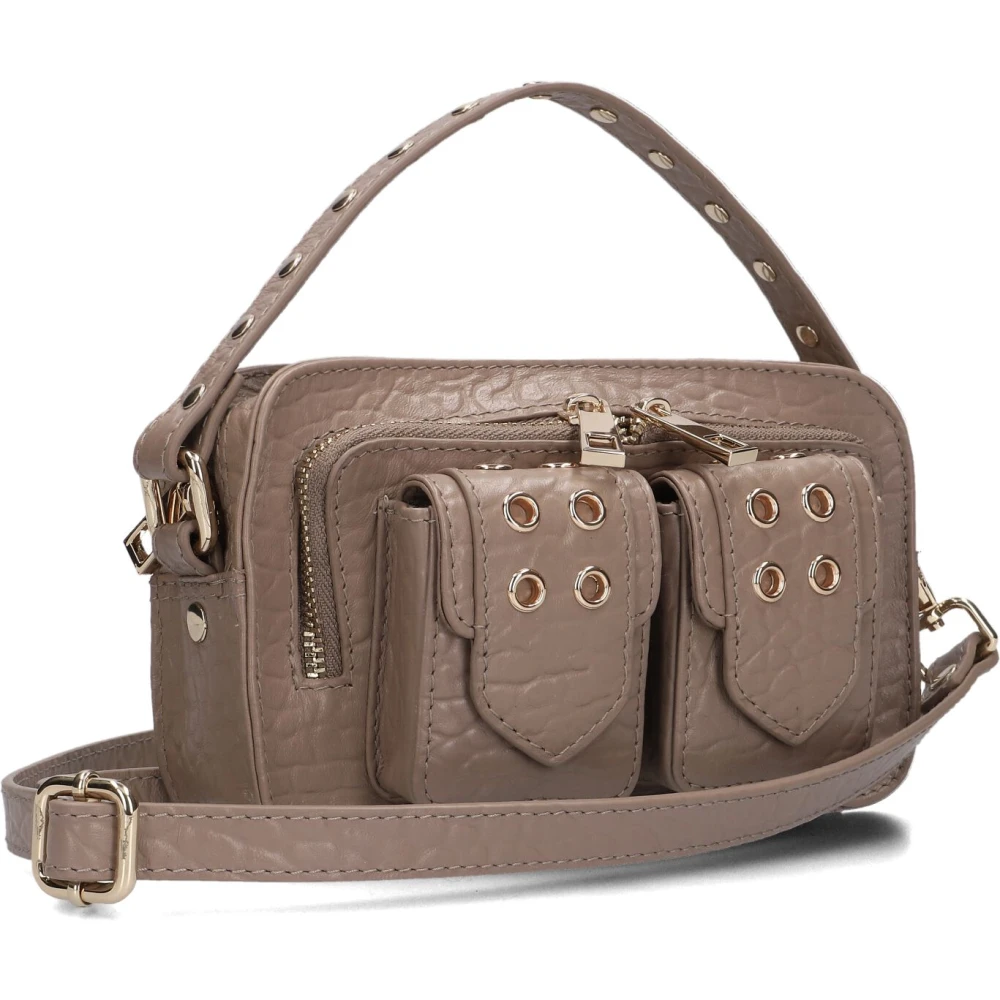 Núnoo Helena Eyelet Schoudertas Taupe Beige Dames