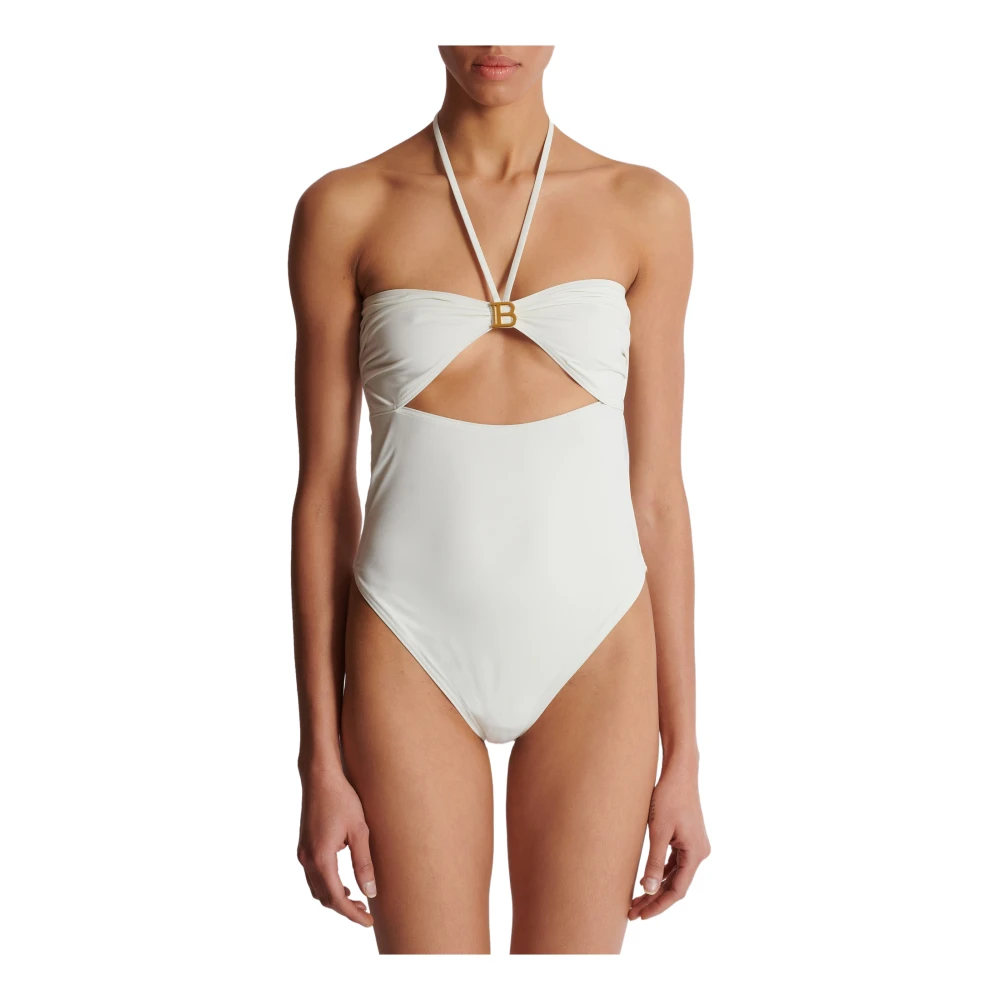 Balmain B bandeau badpak White Dames