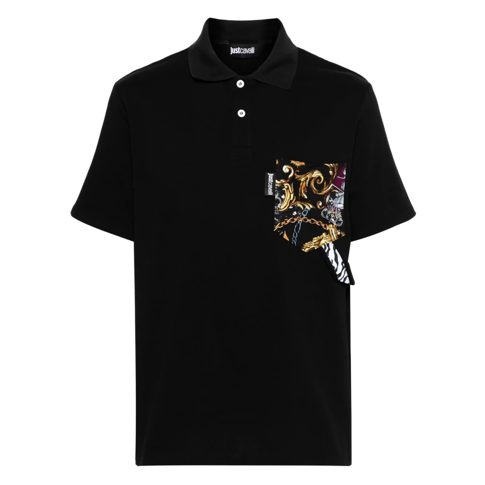 Just Cavalli Zwarte polo met korte mouwen Black Heren