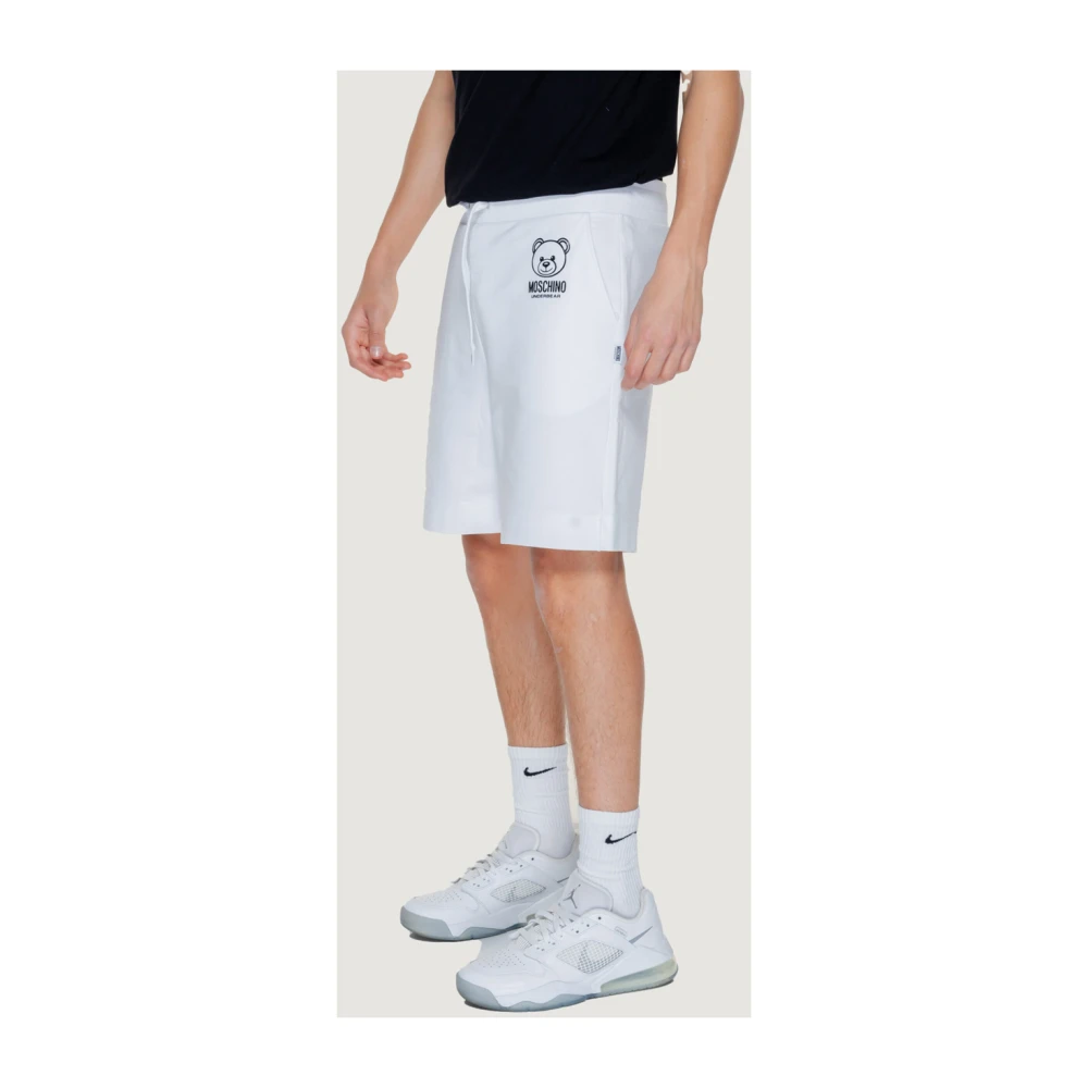 Love Moschino Witte sportieve shorts met logo White Heren