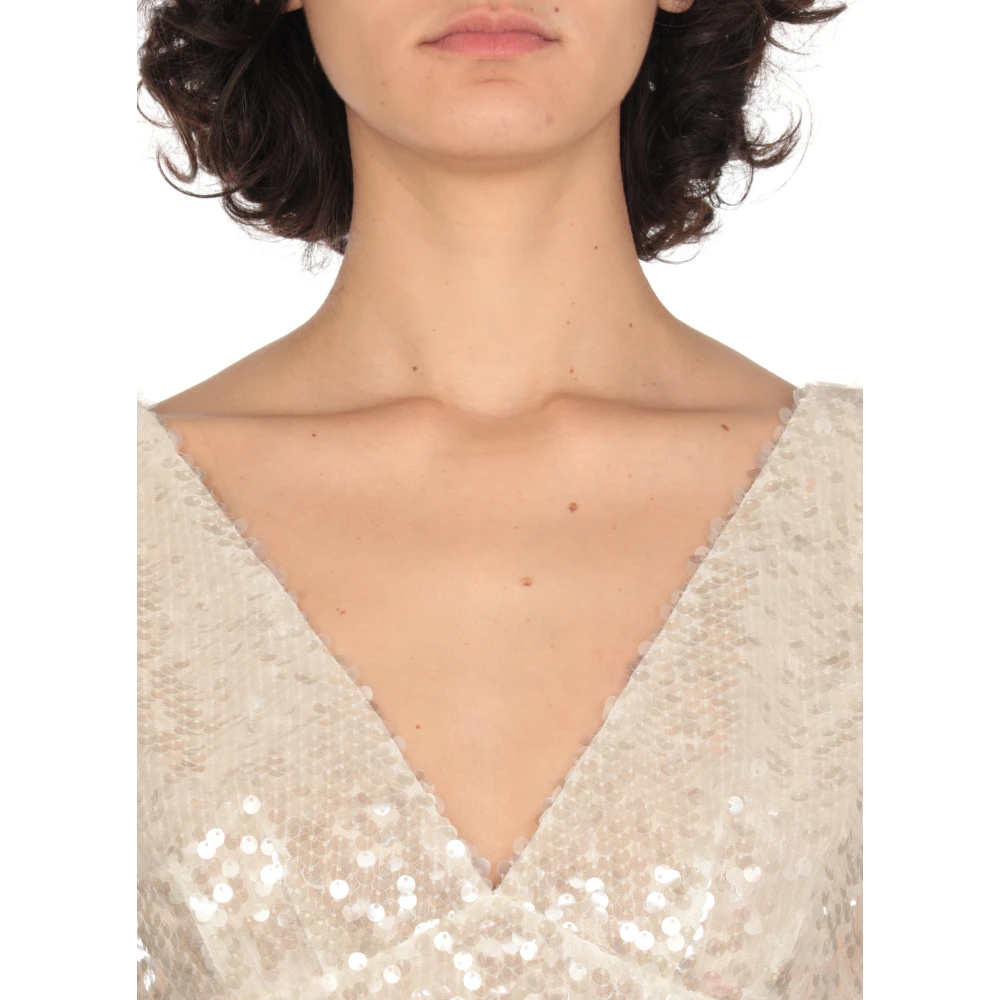 Philosophy di Lorenzo Serafini Ivoor Paillet V-Hals Mouwloze Top Beige Dames