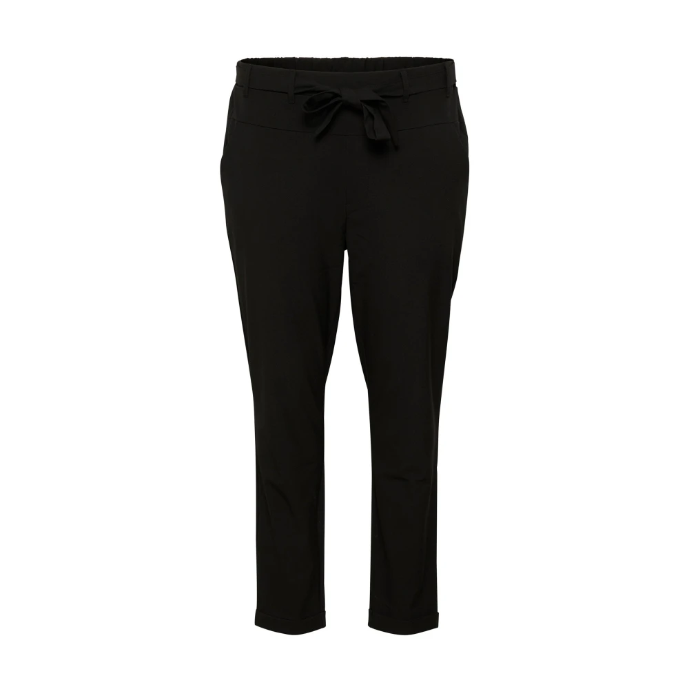 Kaffe Curve Women's Black Slim-Fit Trousers, 7XL, Deep Belted Slim-Leg Trousers