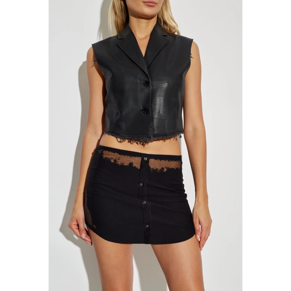 Diesel Vest met ruwe afwerking G-Baryt Black Dames