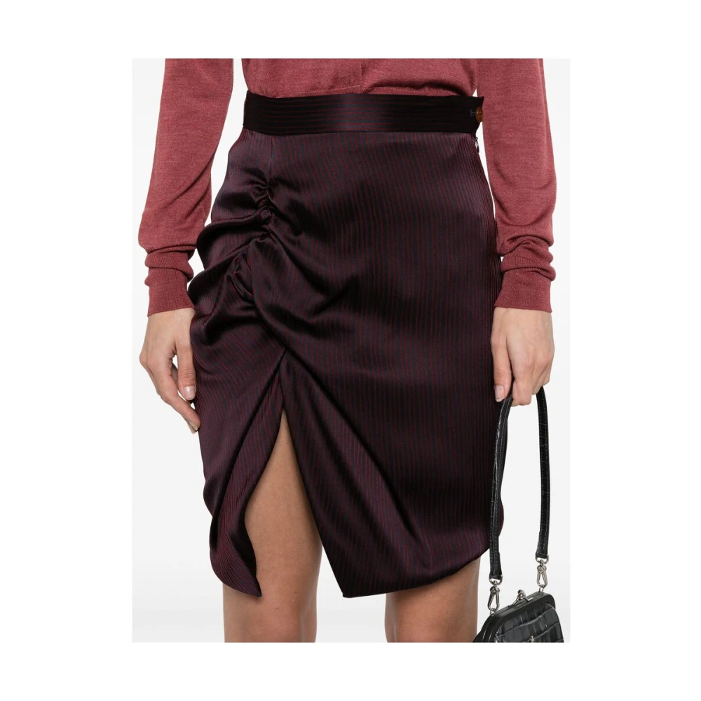 Vivienne Westwood Rode Pinstripe Rok met Voorspleet Red Dames