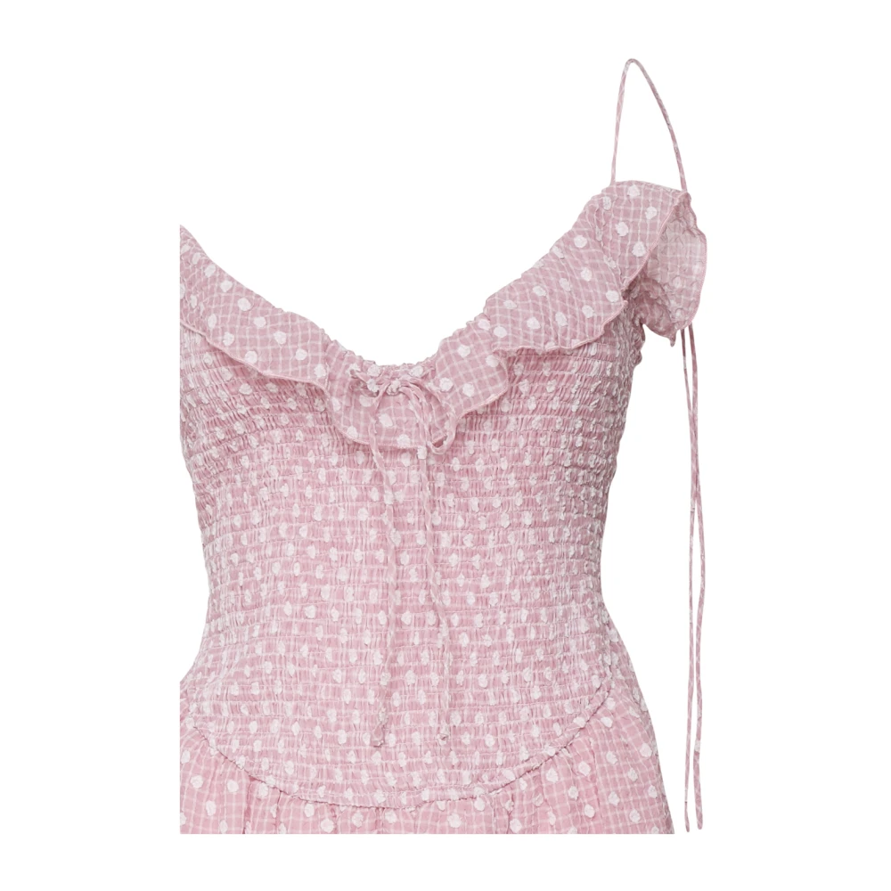 For Love & Lemons Roze Retro Ruffled Neckline Jurk Pink Dames