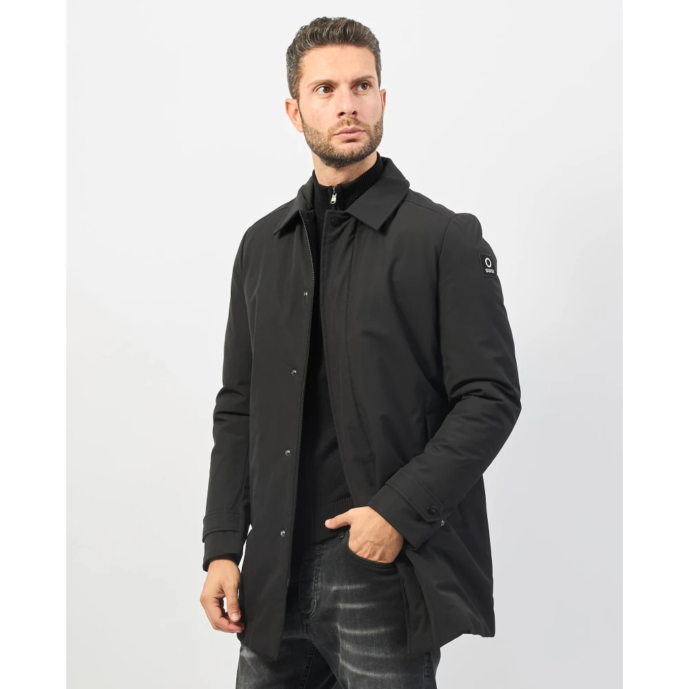 Suns Zwarte jas met ritssluiting en overhemdkraag Black Heren