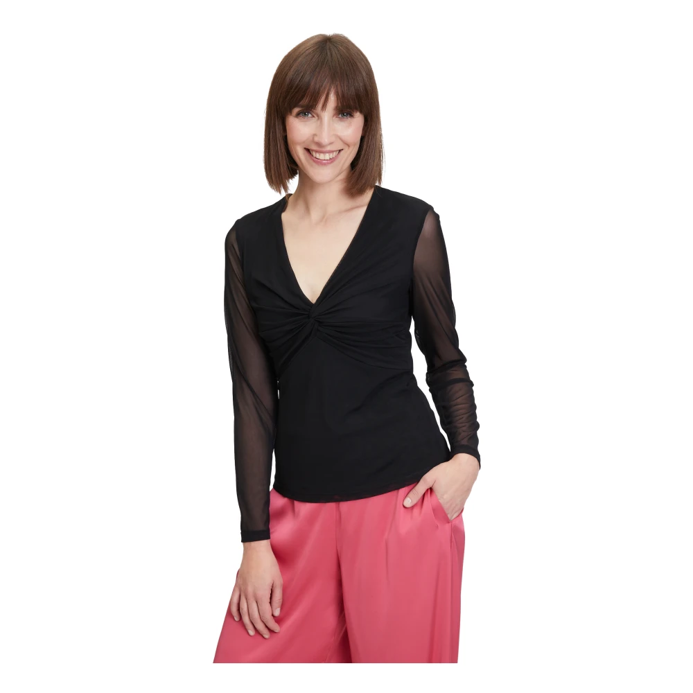 Vera Mont Elegante Shirt met Lange Mouwen en Ruches Black Dames